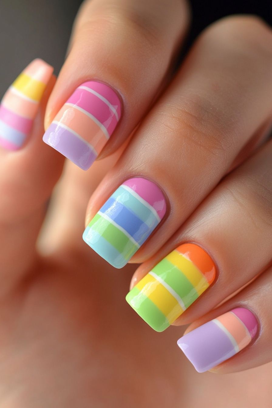 21. Pastel Rainbow (Birthday Nail Design Ideas) - Birthday Nail Design Ideas
