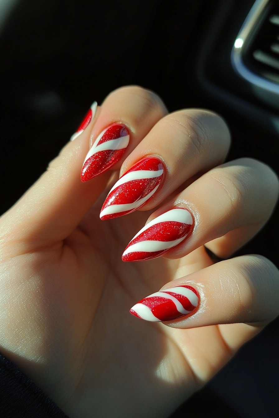 25. Candy Cane Cheer (Birthday Nail Design Ideas) - Birthday Nail Design Ideas