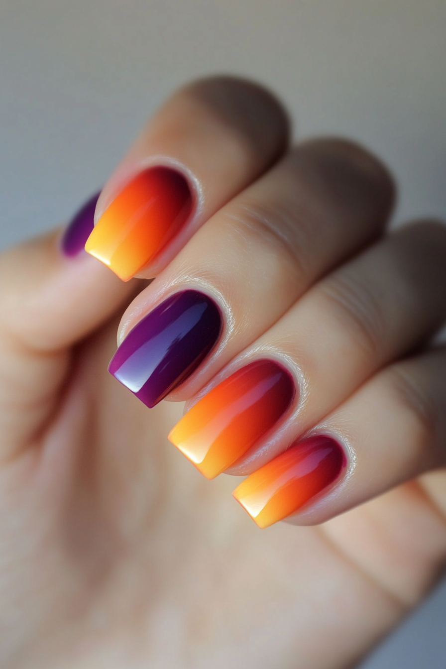 1. Sunset Symphony (Colorful Nail Design Ideas) - Colorful Nail Design Ideas