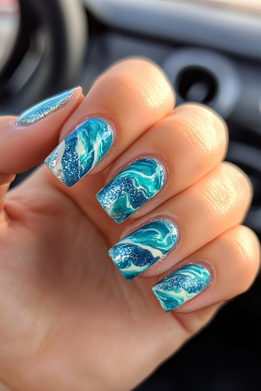 2. Ocean Ripple (Colorful Nail Design Ideas) - Colorful Nail Design Ideas