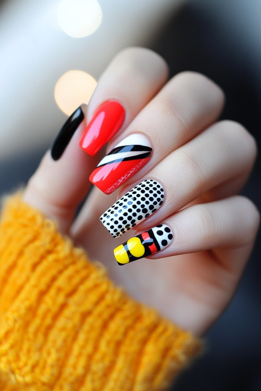 4. Cherry Pop Art (Colorful Nail Design Ideas) - Colorful Nail Design Ideas