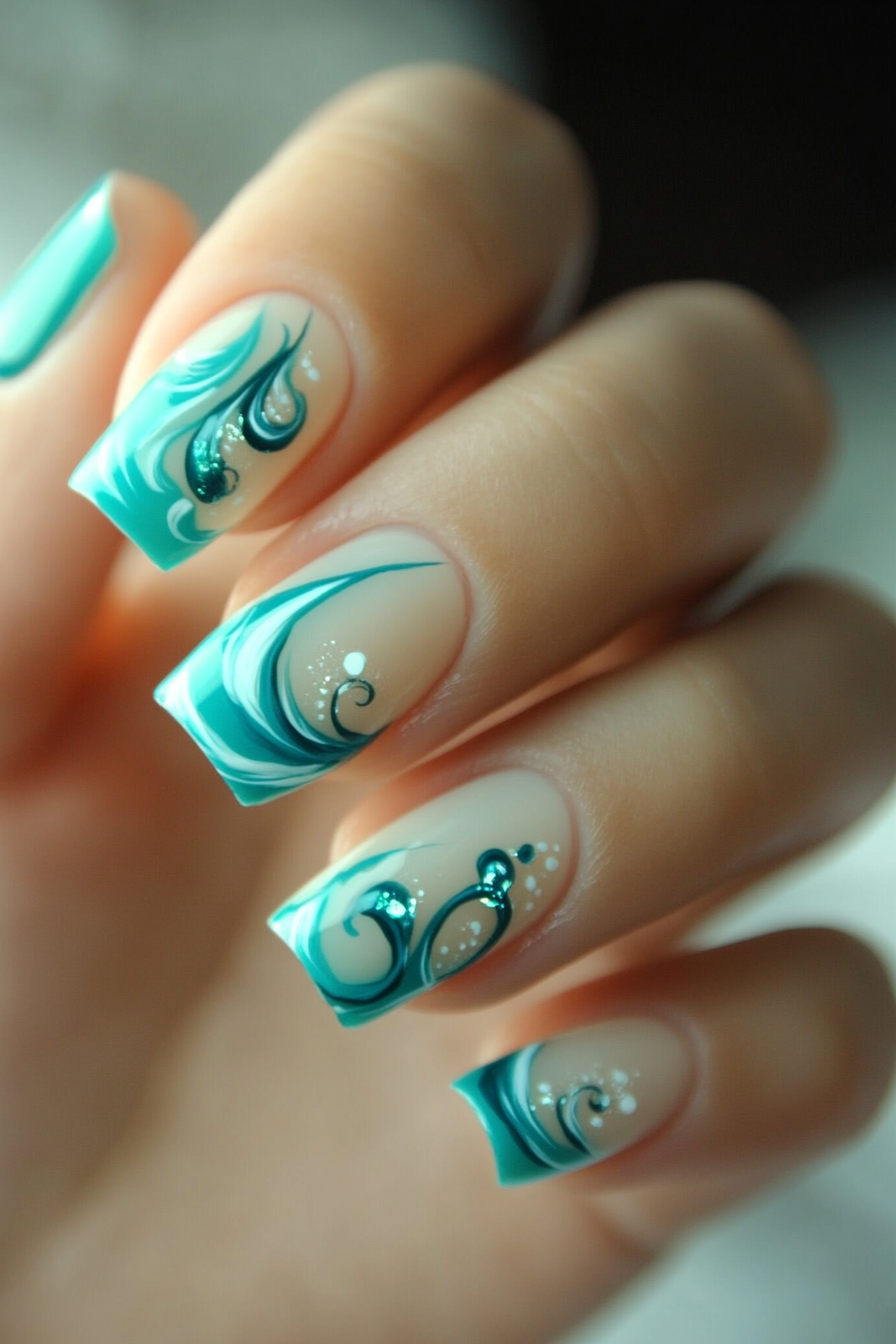 11. Tropical Teal (Colorful Nail Design Ideas) - Colorful Nail Design Ideas
