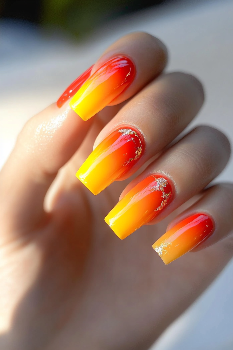 15. Golden Sunrise (Colorful Nail Design Ideas) - Colorful Nail Design Ideas