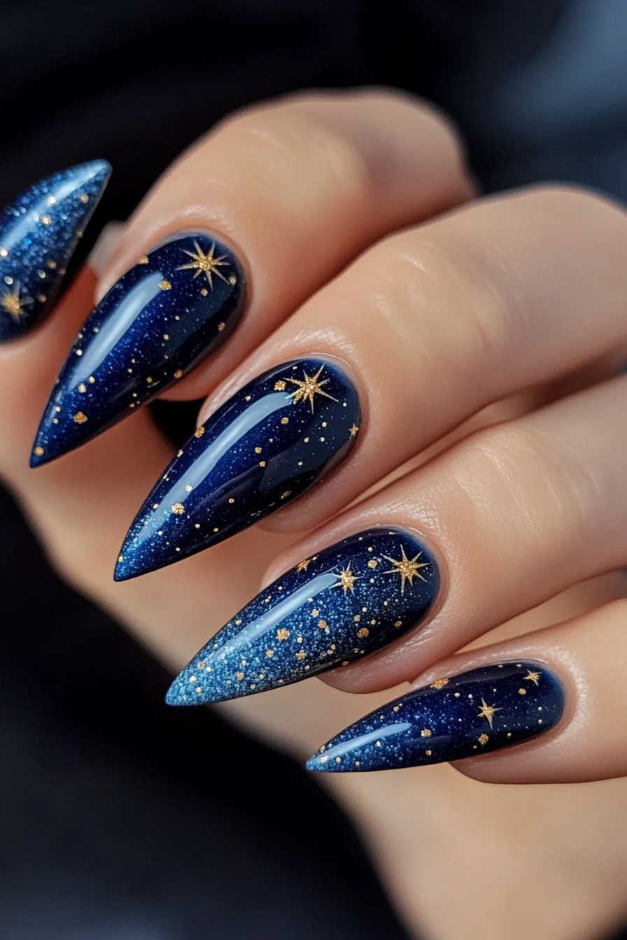 19. Sapphire Night (Colorful Nail Design Ideas) - Colorful Nail Design Ideas