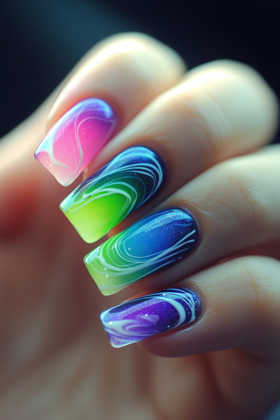 25. Arctic Aurora (Colorful Nail Design Ideas) - Colorful Nail Design Ideas