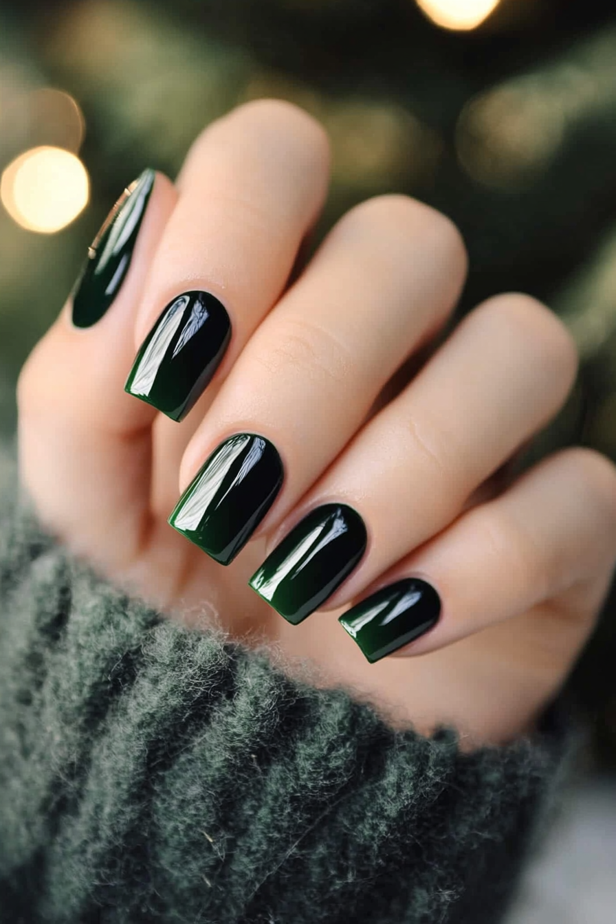 1. Classic Dark Green Chic (Dark Green Nail Design Ideas) - Dark Green Nail Design Ideas