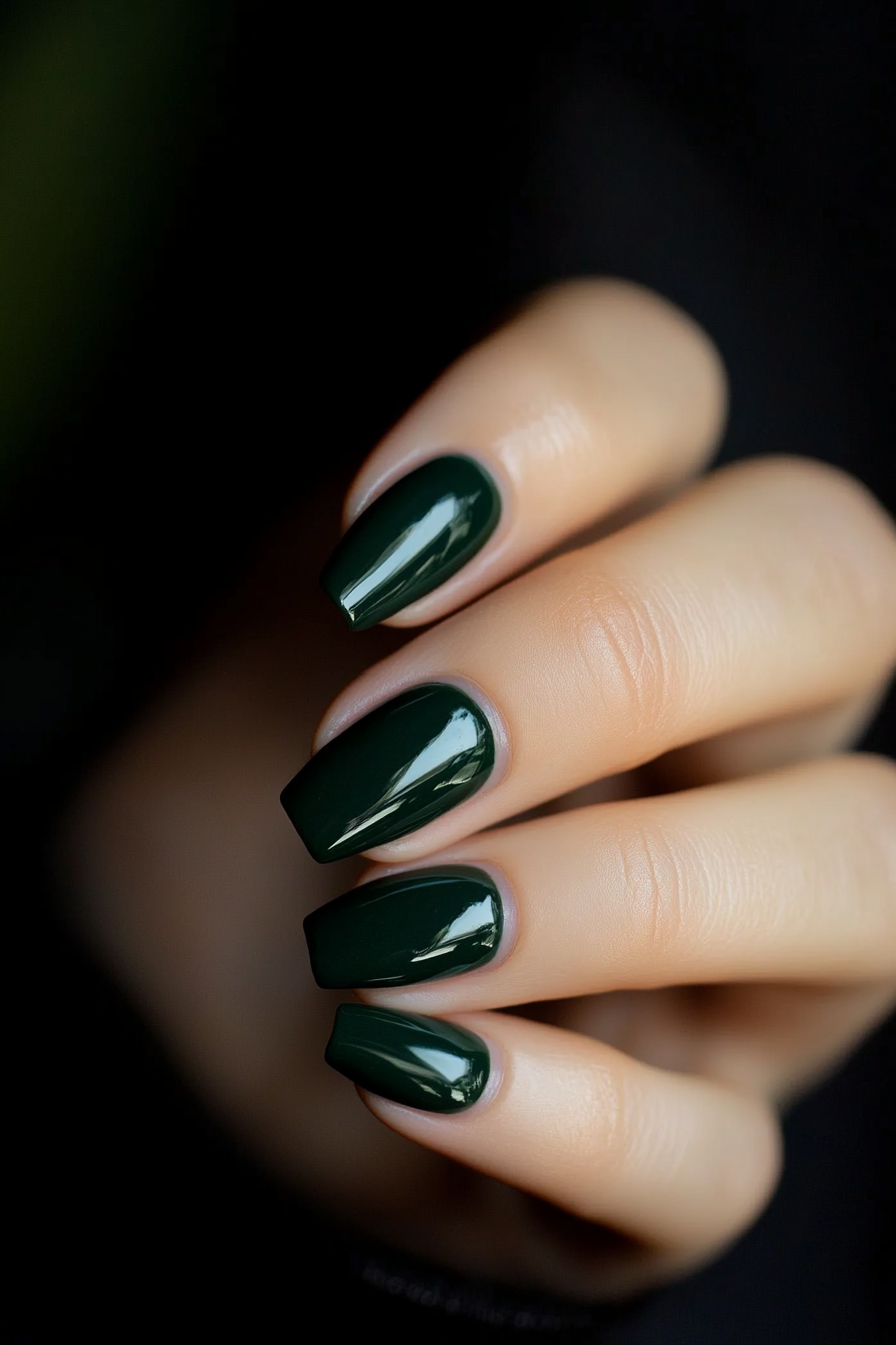 11. Luxe Green French Tips (Dark Green Nail Design Ideas) - Dark Green Nail Design Ideas