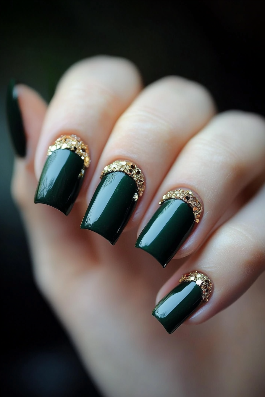 15. Jewel Tones with Dark Green (Dark Green Nail Design Ideas) - Dark Green Nail Design Ideas