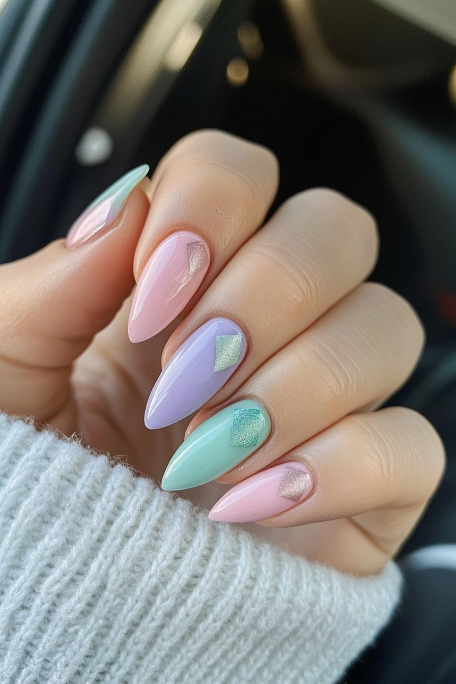 5. Pastel Triangles (Fancy Nail Design Ideas) - Fancy Nail Design Ideas