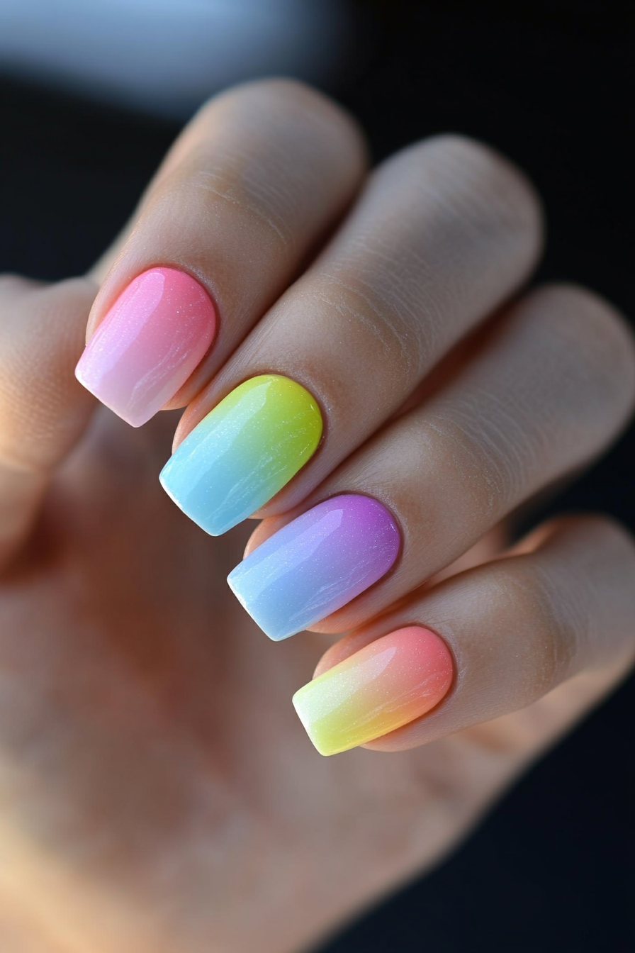 9. Rainbow Fade (Fancy Nail Design Ideas) - Fancy Nail Design Ideas