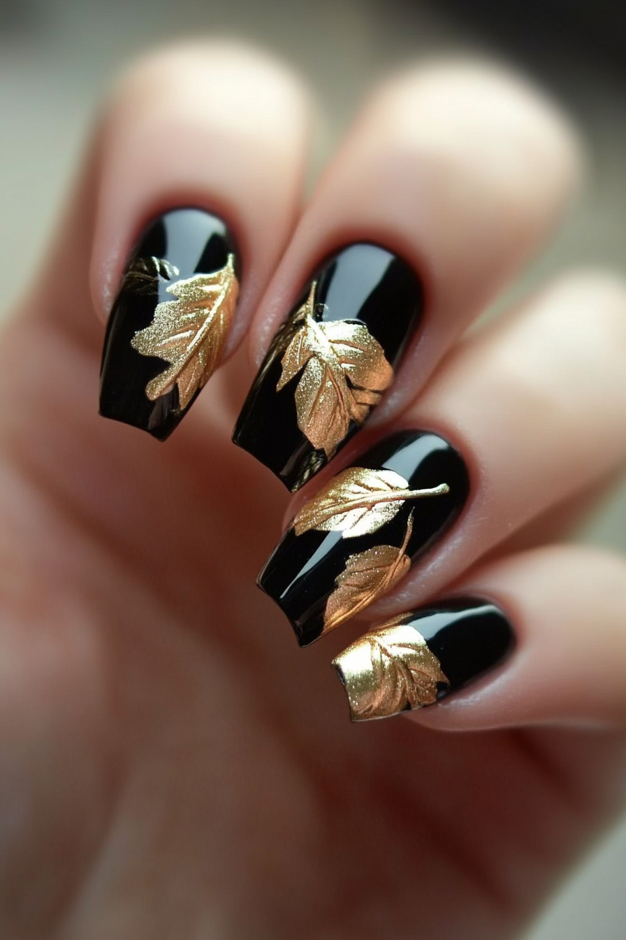 17. Black and Gold Elegance (Fancy Nail Design Ideas) - Fancy Nail Design Ideas
