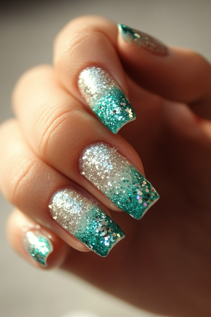 18. Turquoise Sparkle (Fancy Nail Design Ideas) - Fancy Nail Design Ideas