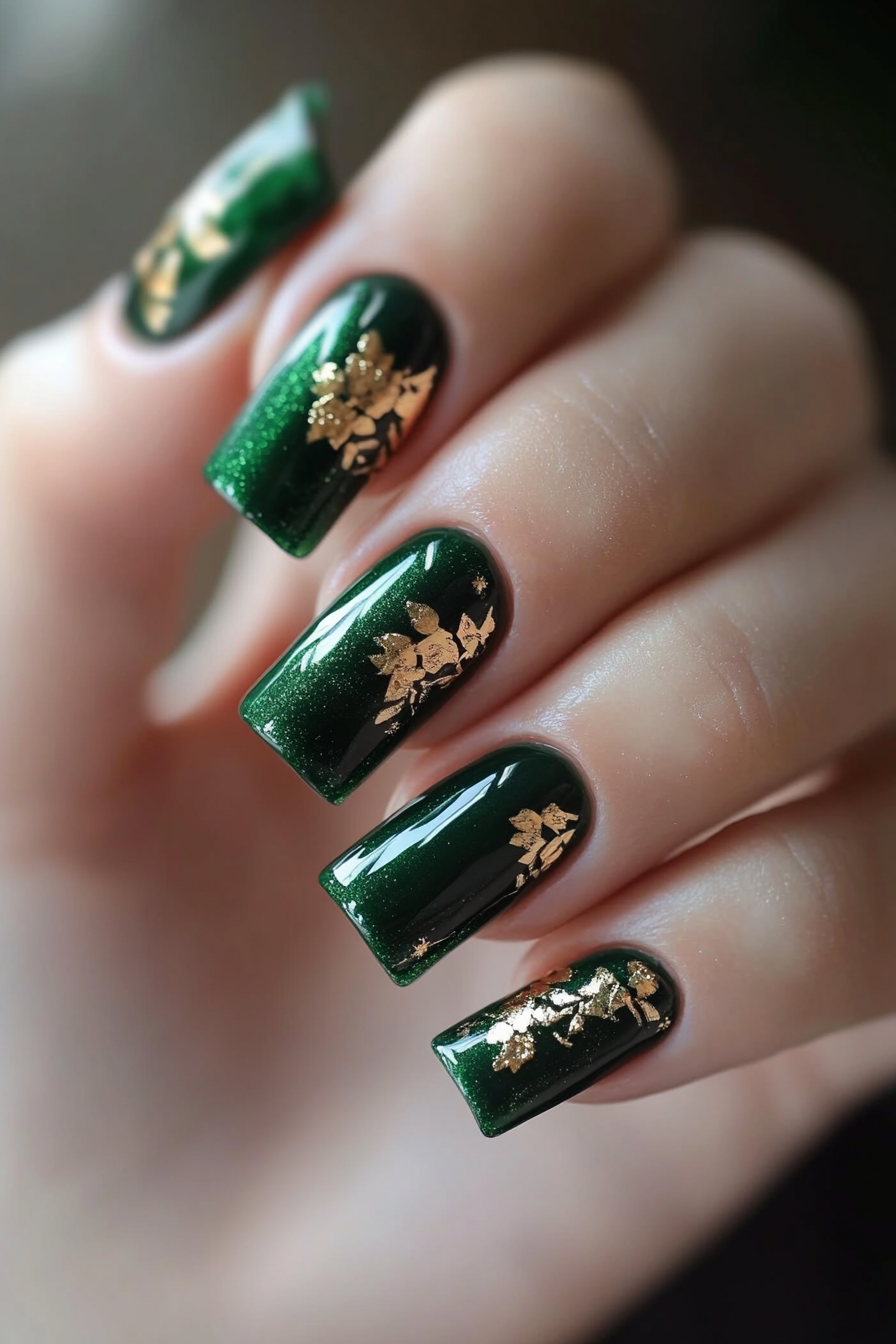24. Emerald Elegance (Fancy Nail Design Ideas) - Fancy Nail Design Ideas