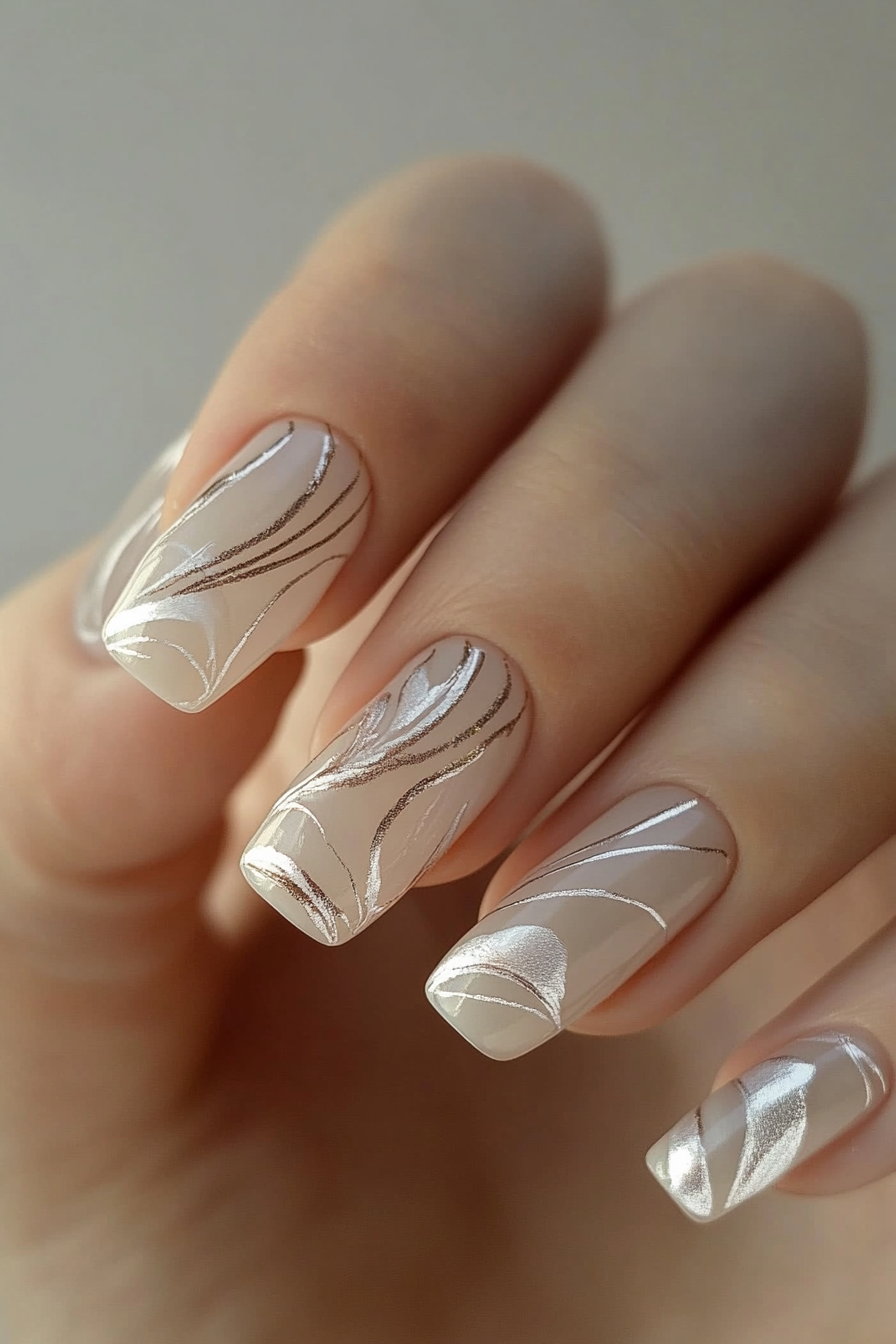 25. Gleaming Silver Lines (Fancy Nail Design Ideas) - Fancy Nail Design Ideas