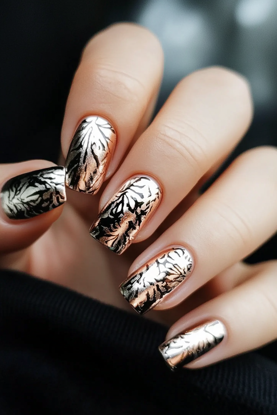 27. Textured Metallic (Fancy Nail Design Ideas) - Fancy Nail Design Ideas