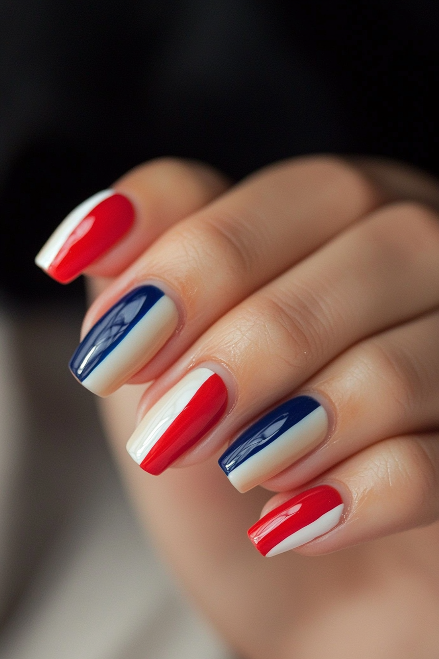 3. Patriotic French Tips (July 4Th Nail Design Ideas) - July 4Th Nail Design Ideas