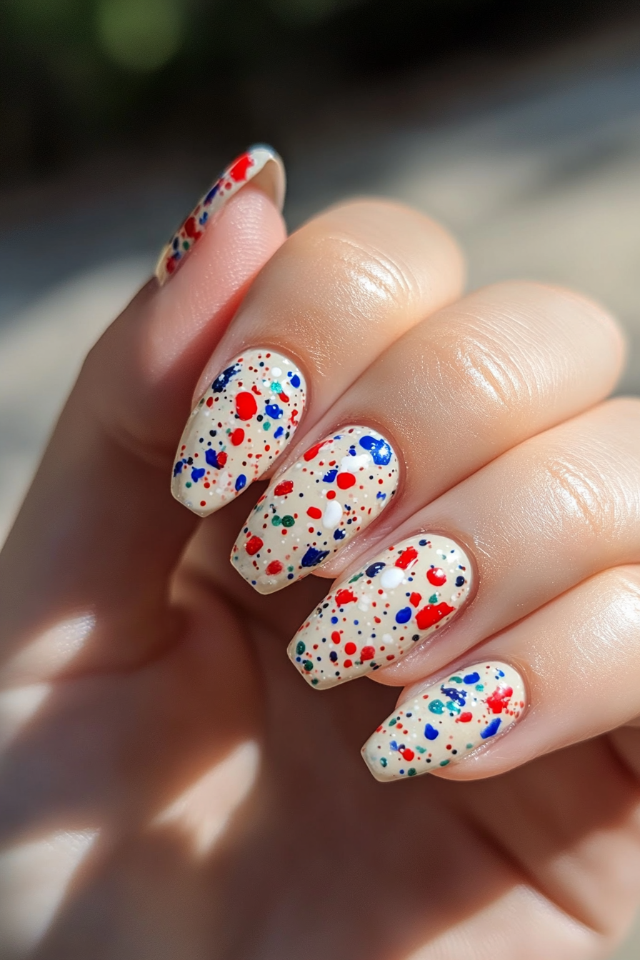 11. Fourth of July Confetti (July 4Th Nail Design Ideas) - July 4Th Nail Design Ideas