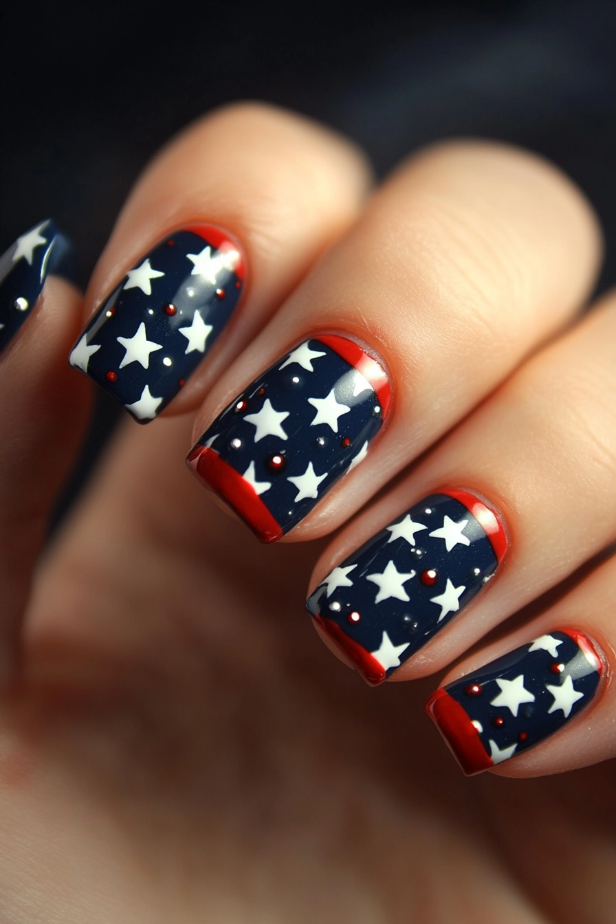 17. Bold Blue Stars (July 4Th Nail Design Ideas) - July 4Th Nail Design Ideas