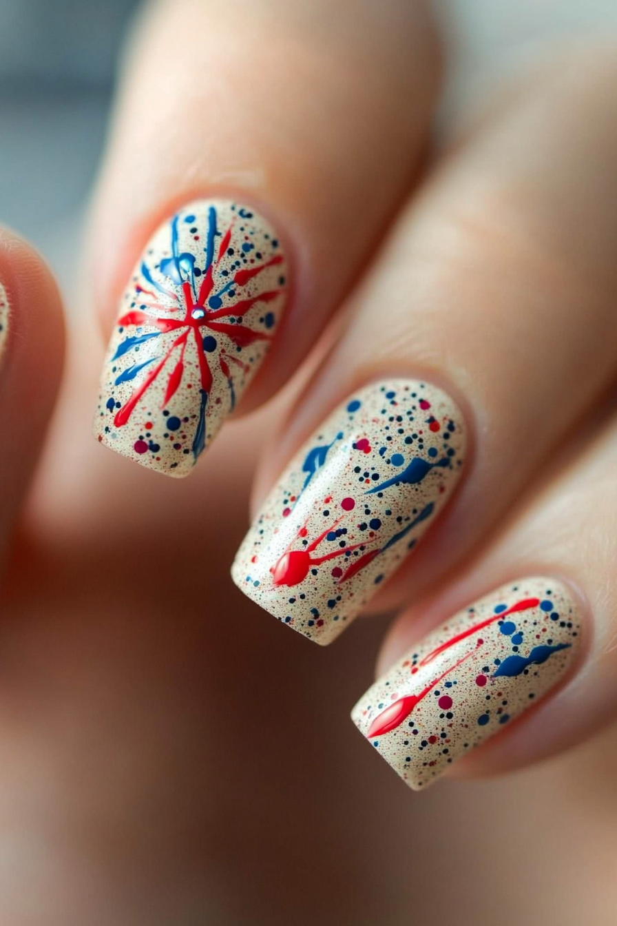 19. Firecracker Fun (July 4Th Nail Design Ideas) - July 4Th Nail Design Ideas