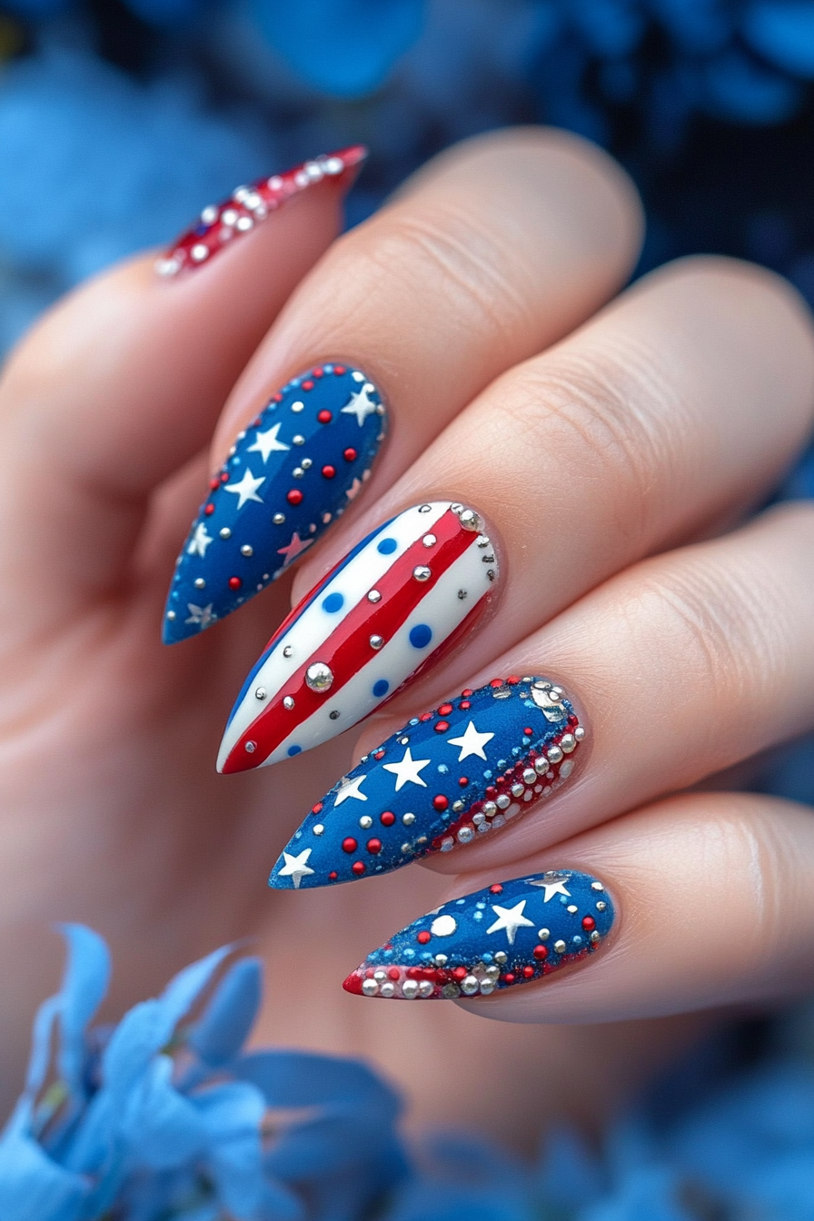 25. American Patchwork (July 4Th Nail Design Ideas) - July 4Th Nail Design Ideas