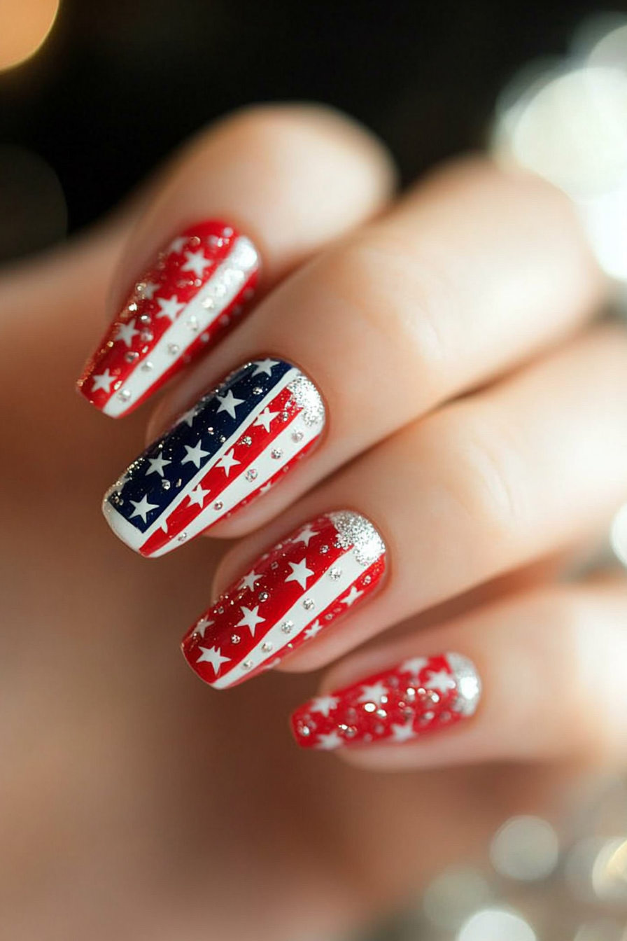 27. Flag-Inspired Nails (July 4Th Nail Design Ideas) - July 4Th Nail Design Ideas