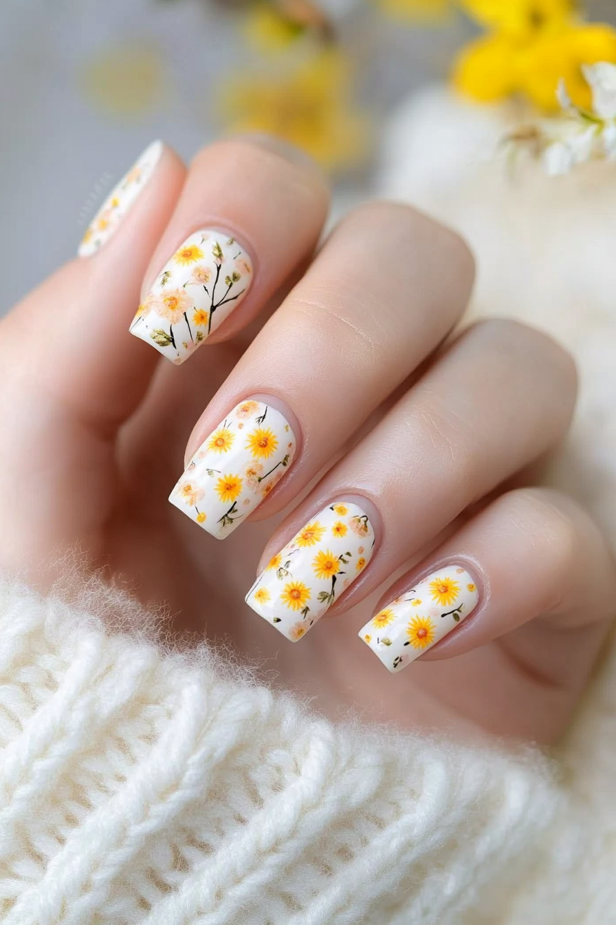 4. Daisy Delight (March Nail Design Ideas) - March Nail Design Ideas