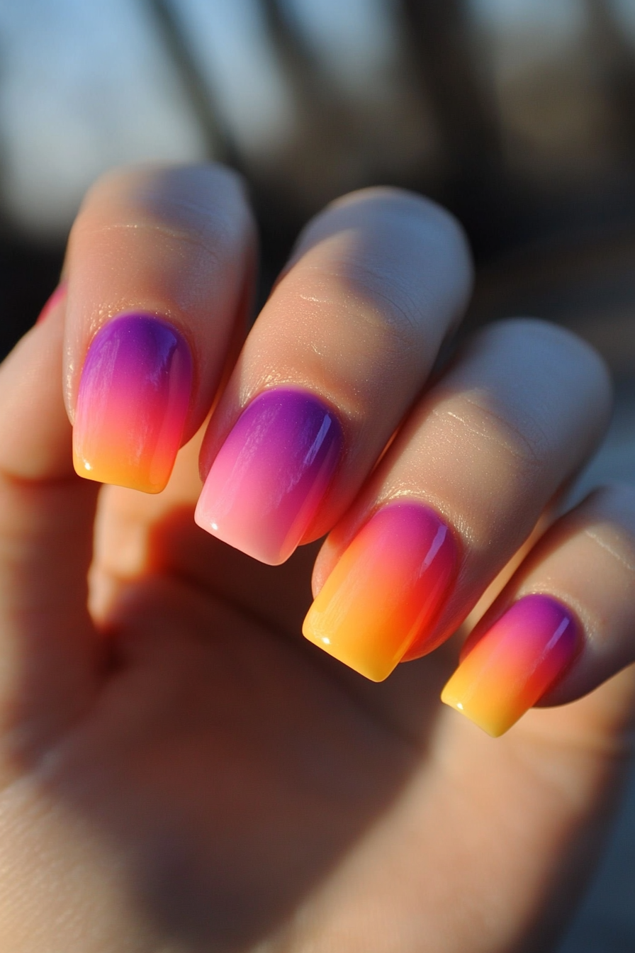 5. Sunset Gradient (March Nail Design Ideas) - March Nail Design Ideas