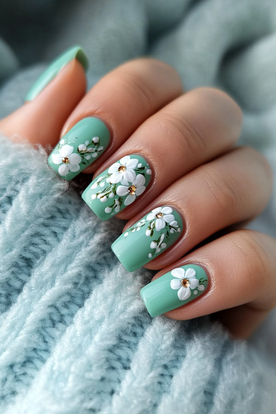 7. Minty Fresh (March Nail Design Ideas) - March Nail Design Ideas