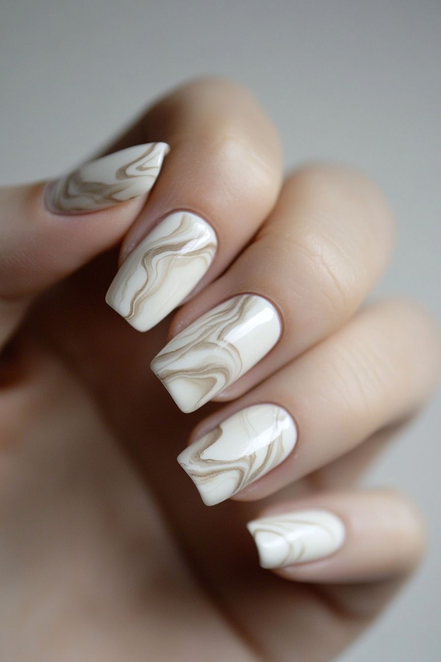 8. Marble Chic (March Nail Design Ideas) - March Nail Design Ideas