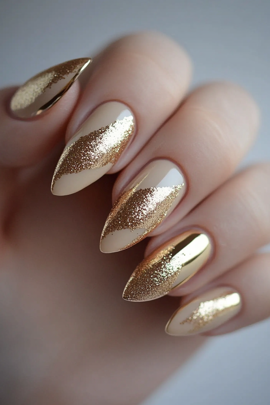 10. Golden Sands (March Nail Design Ideas) - March Nail Design Ideas