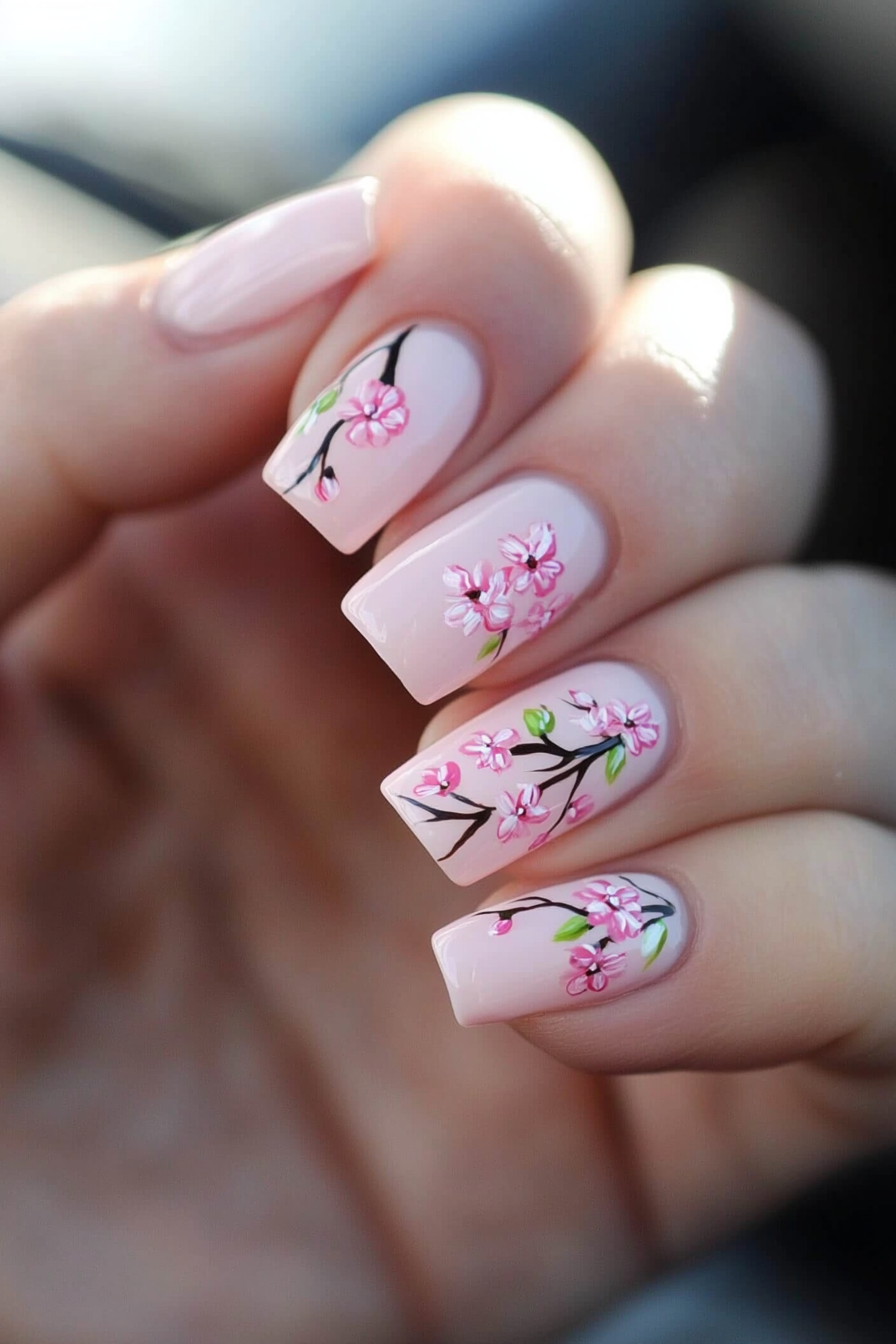 11. Cherry Blossom (March Nail Design Ideas) - March Nail Design Ideas
