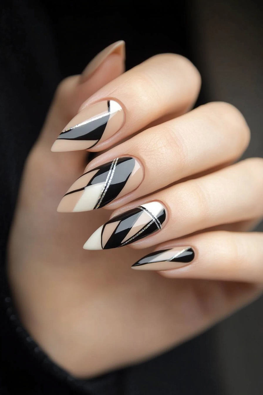 17. Geometric Elegance (March Nail Design Ideas) - March Nail Design Ideas