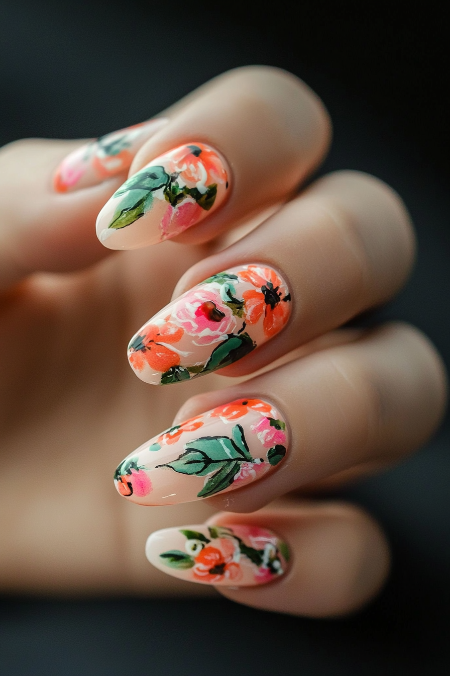 19. Abstract Florals (March Nail Design Ideas) - March Nail Design Ideas