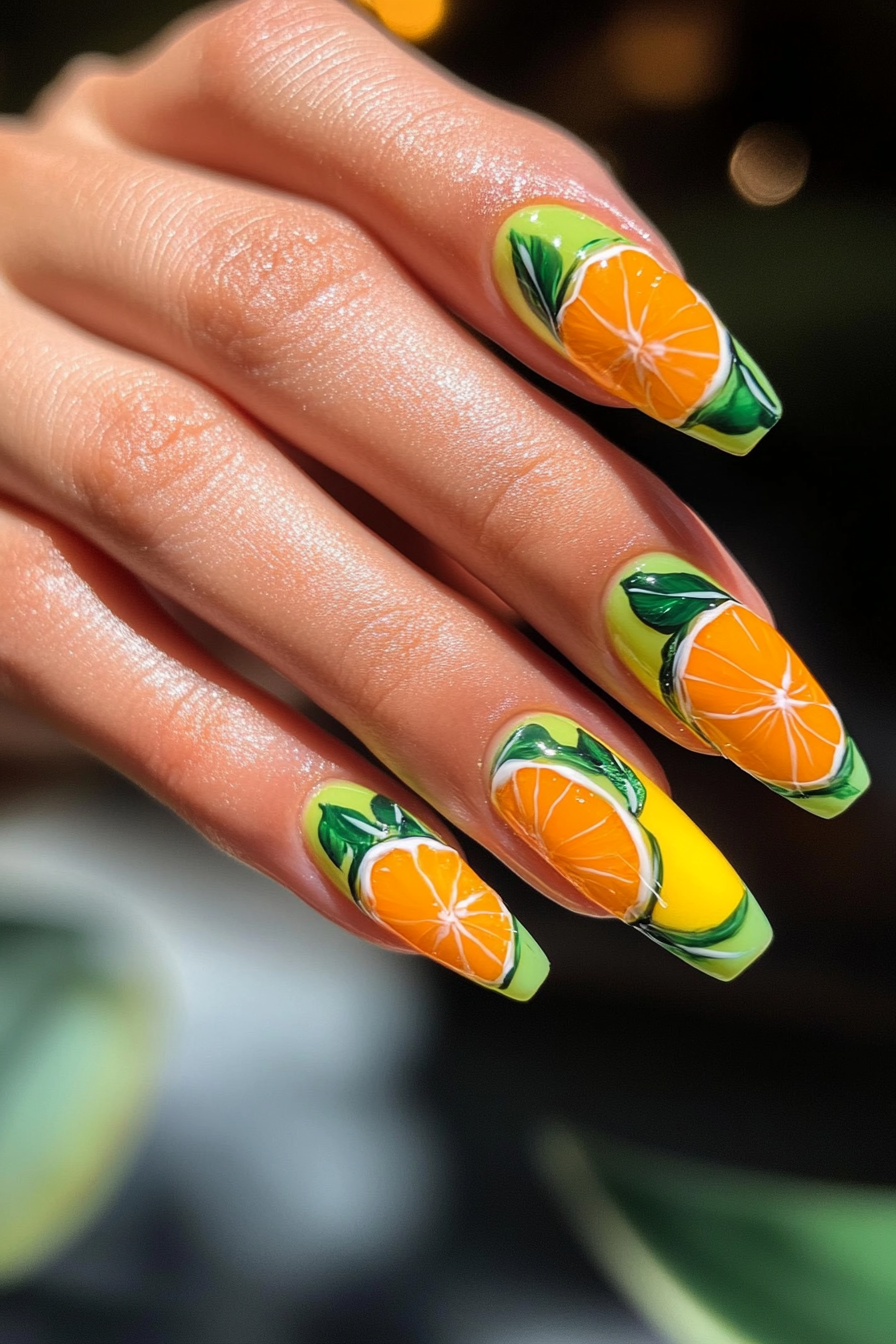22. Citrus Burst (March Nail Design Ideas) - March Nail Design Ideas