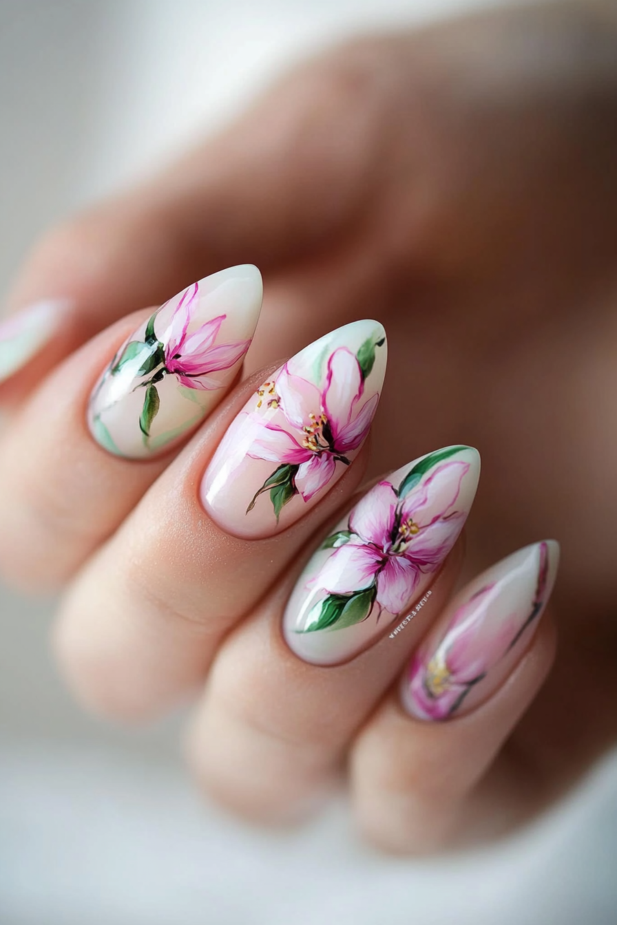 25. Peony Perfection (March Nail Design Ideas) - March Nail Design Ideas