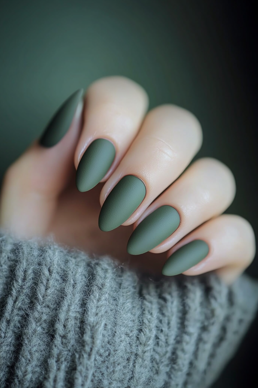 3. Muted Olive Matte (Matte Nail Design Ideas) - Matte Nail Design Ideas
