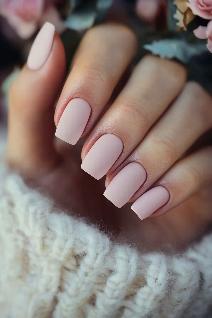 5. Powder Pink Matte (Matte Nail Design Ideas) - Matte Nail Design Ideas