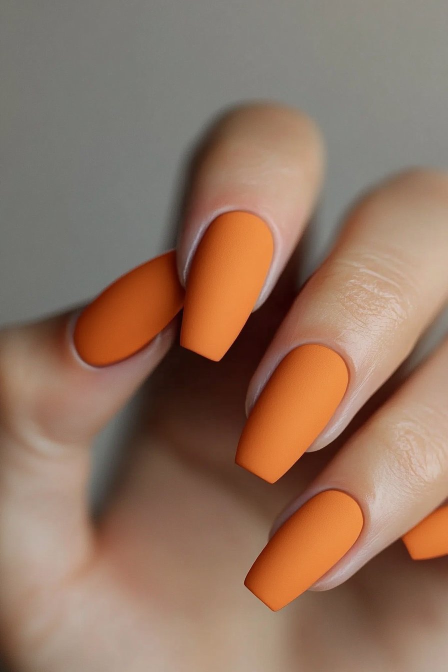 7. Burnt Orange Matte (Matte Nail Design Ideas) - Matte Nail Design Ideas