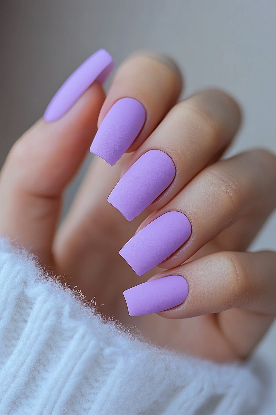 8. Dusty Lavender Matte (Matte Nail Design Ideas) - Matte Nail Design Ideas