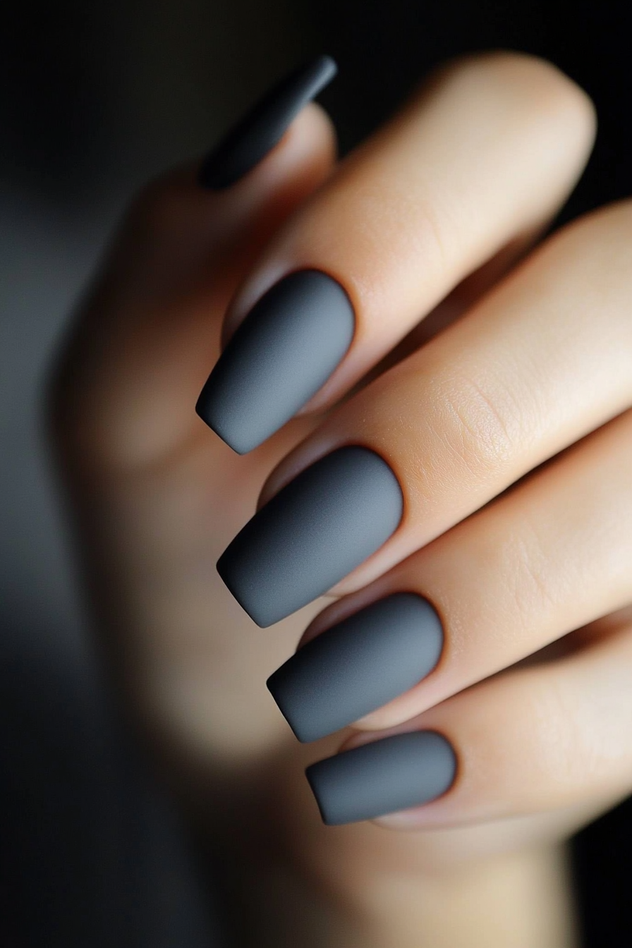 10. Steel Gray Matte (Matte Nail Design Ideas) - Matte Nail Design Ideas