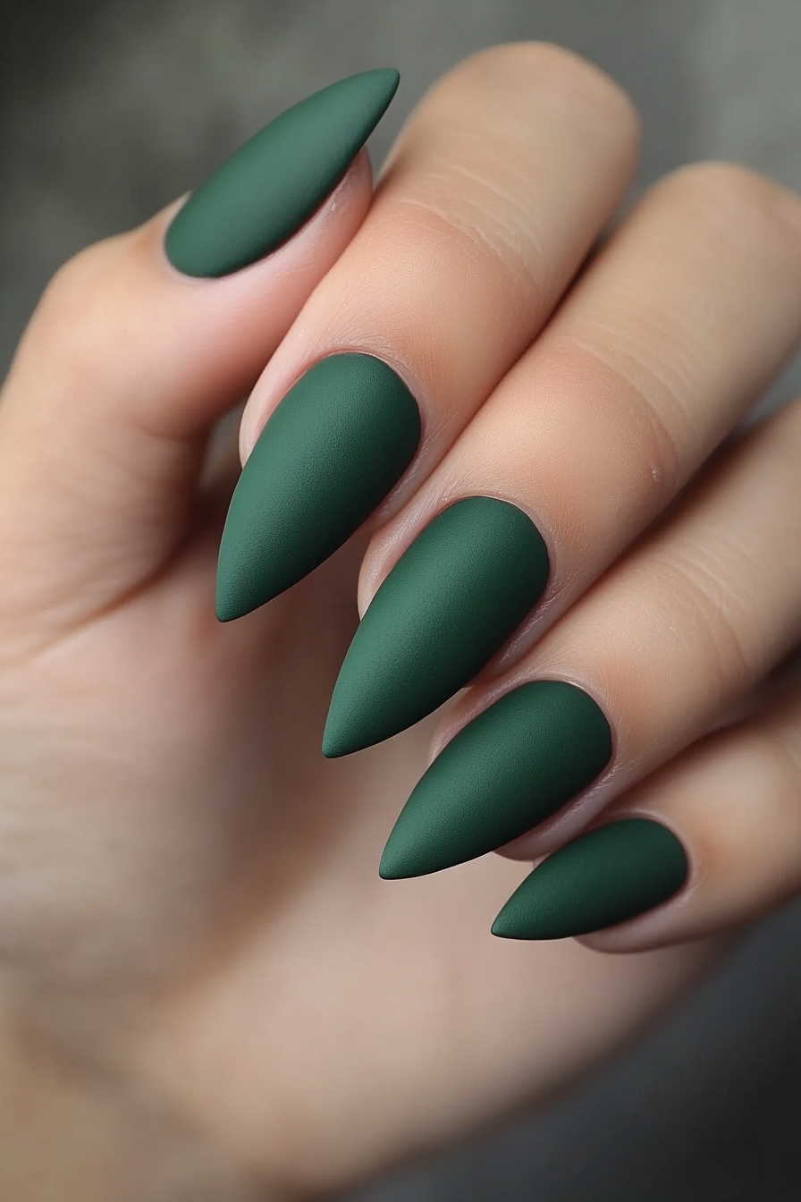 12. Forest Green Matte (Matte Nail Design Ideas) - Matte Nail Design Ideas
