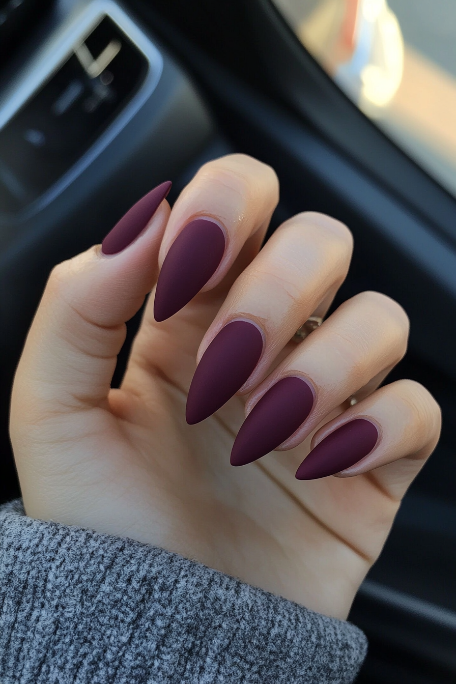 16. Rich Plum Matte (Matte Nail Design Ideas) - Matte Nail Design Ideas
