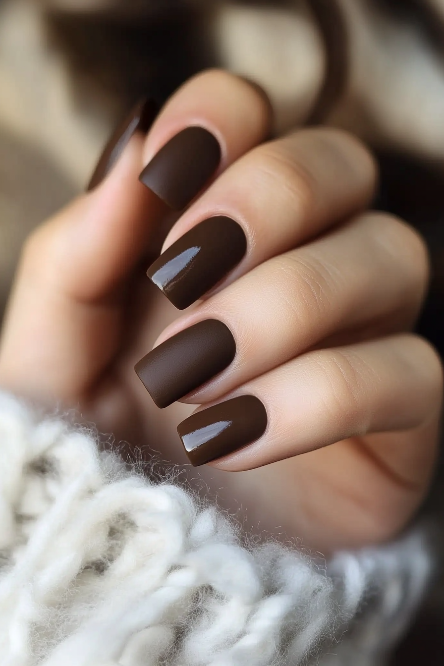18. Coffee Brown Matte (Matte Nail Design Ideas) - Matte Nail Design Ideas