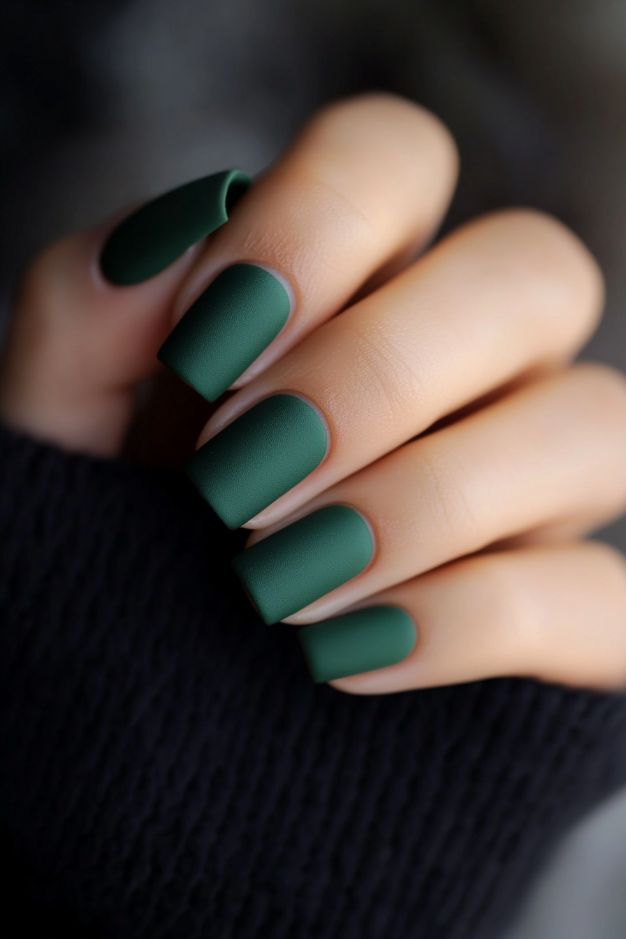 19. Emerald Green Matte (Matte Nail Design Ideas) - Matte Nail Design Ideas