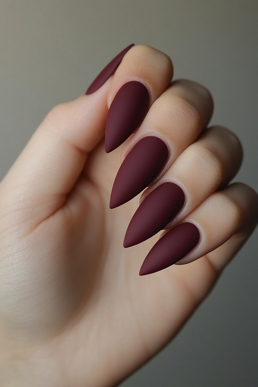 23. Maroon Matte (Matte Nail Design Ideas) - Matte Nail Design Ideas