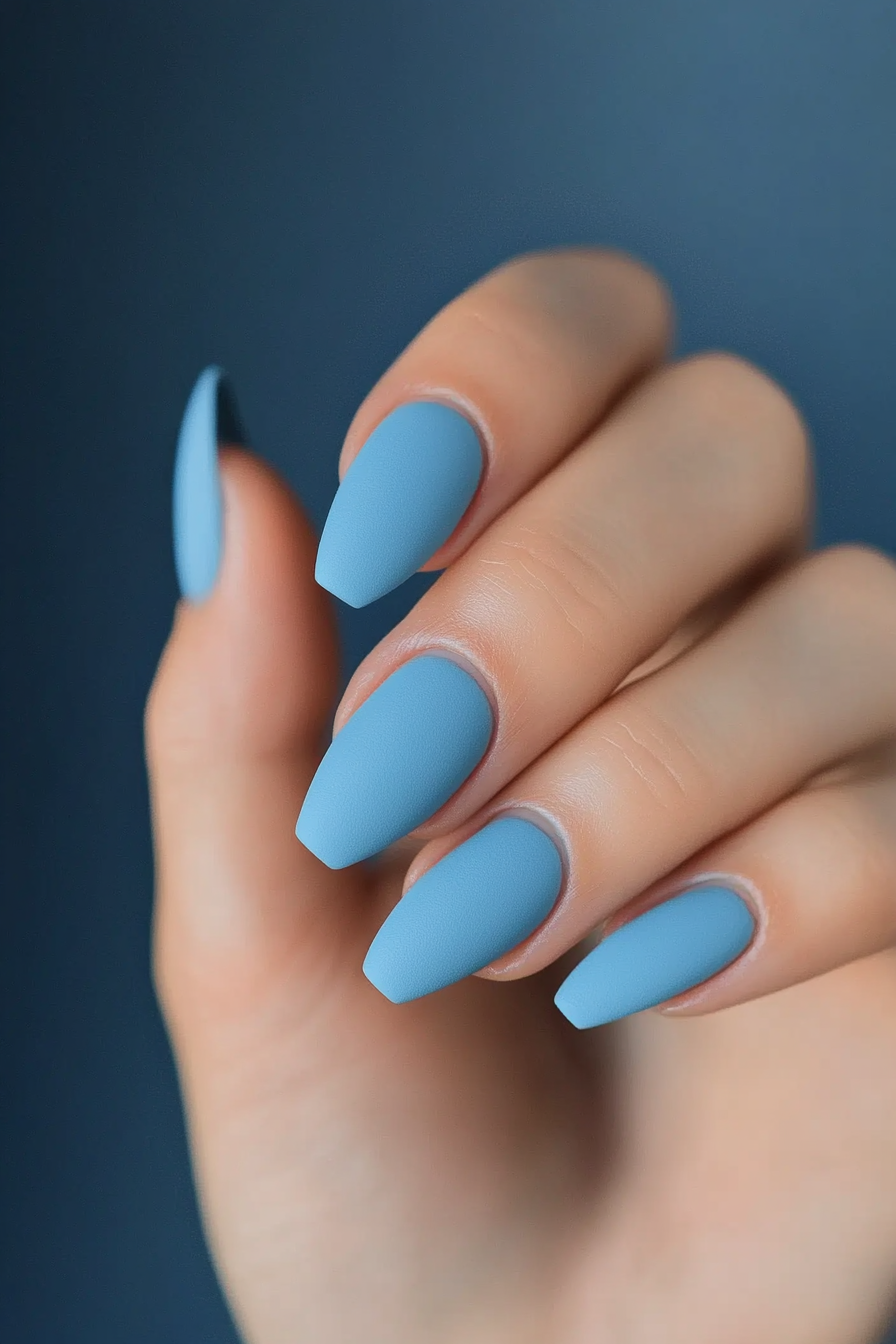 27. Pale Blue Matte (Matte Nail Design Ideas) - Matte Nail Design Ideas