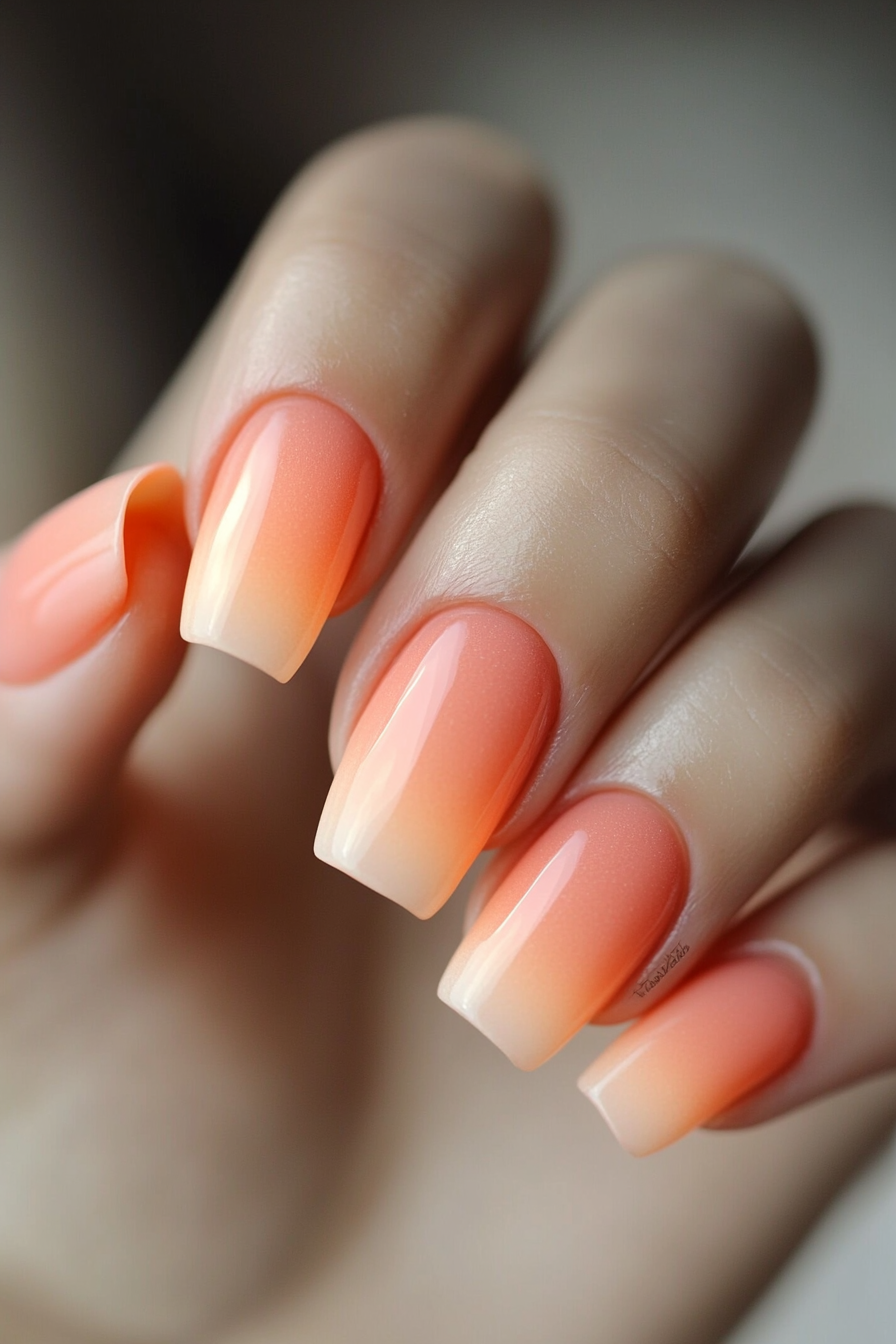 1. Peach Ombre Nails (Peach Nail Design Ideas) - Peach Nail Design Ideas