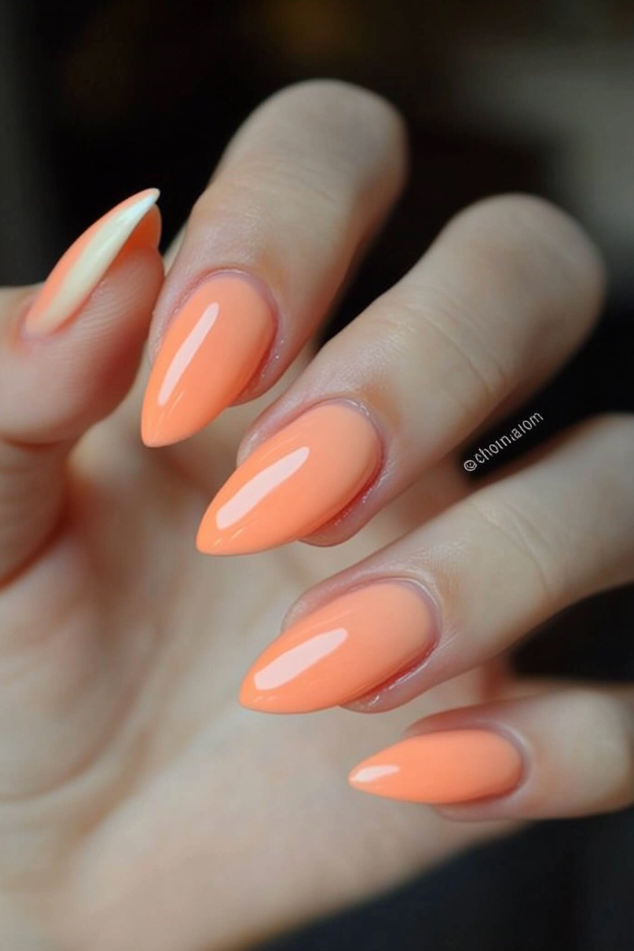 3. Peach French Tips (Peach Nail Design Ideas) - Peach Nail Design Ideas