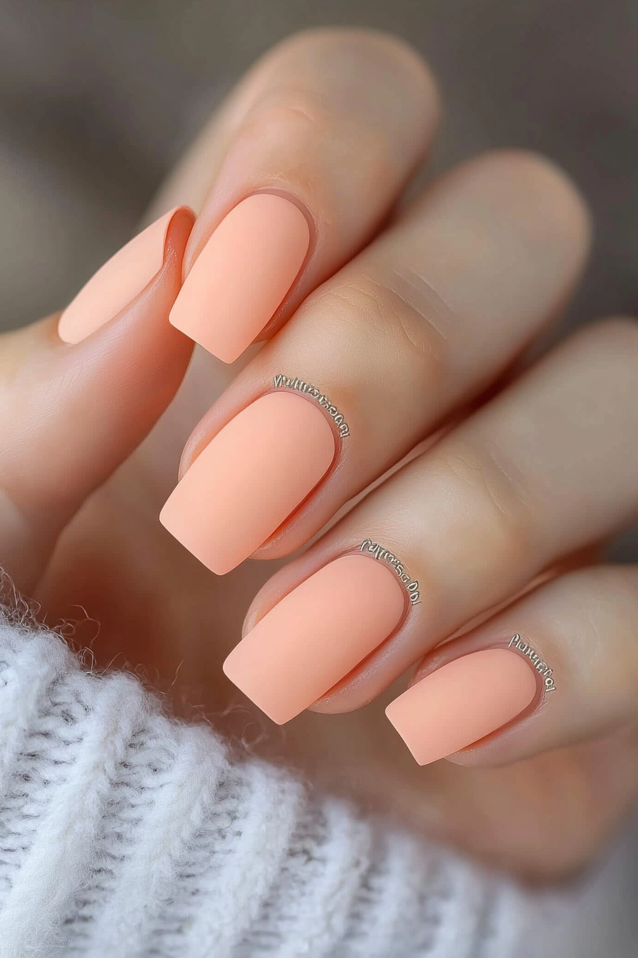 12. Matte Peach Nails (Peach Nail Design Ideas) - Peach Nail Design Ideas
