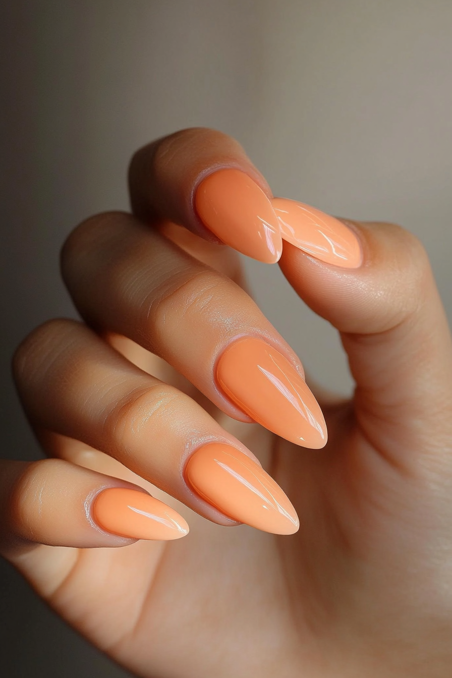 17. Peach Negative Space Design (Peach Nail Design Ideas) - Peach Nail Design Ideas